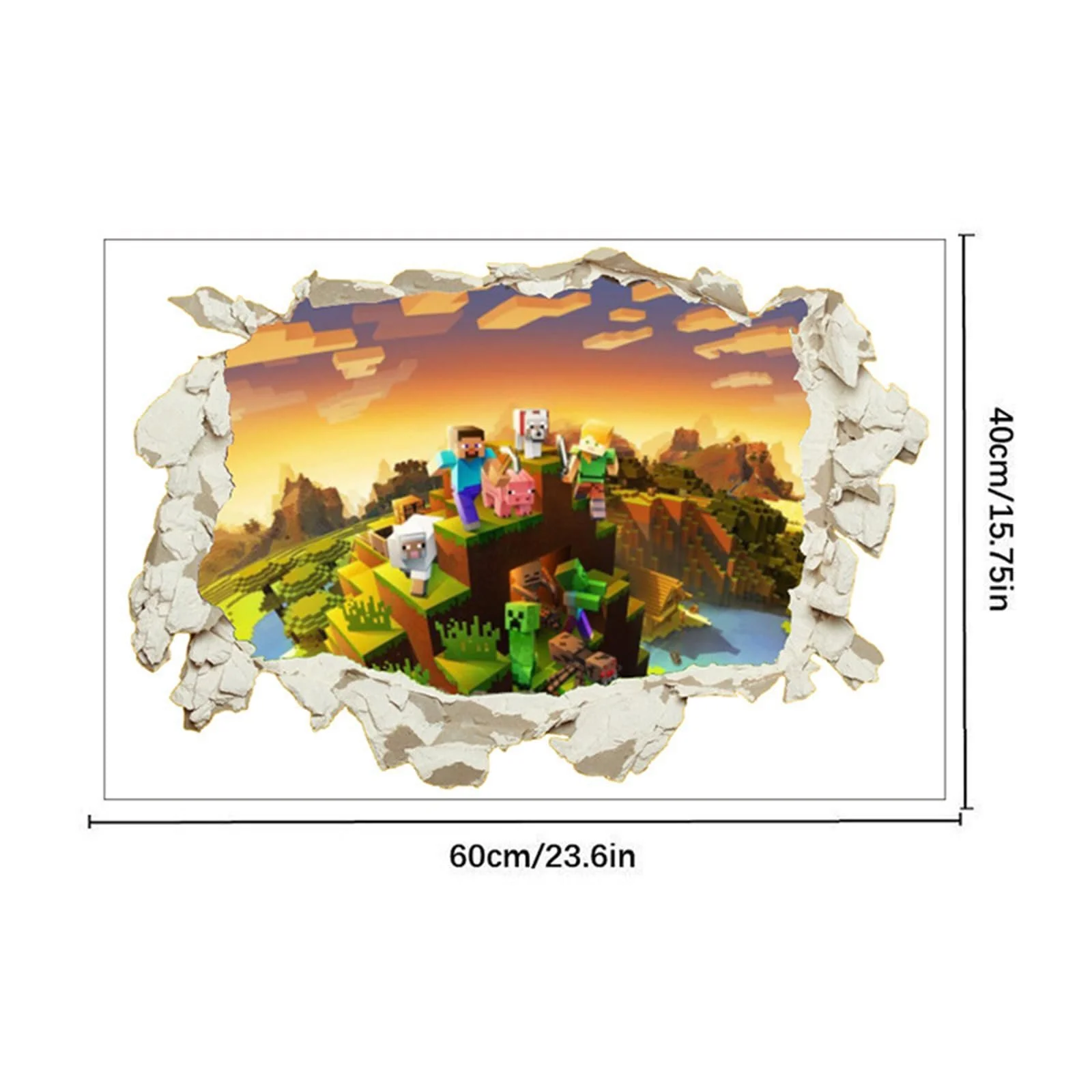 Наклейки на стіну 3D Games для вітальні та ігрової зони мультяшні знімні 40 x 60 см, фото №2