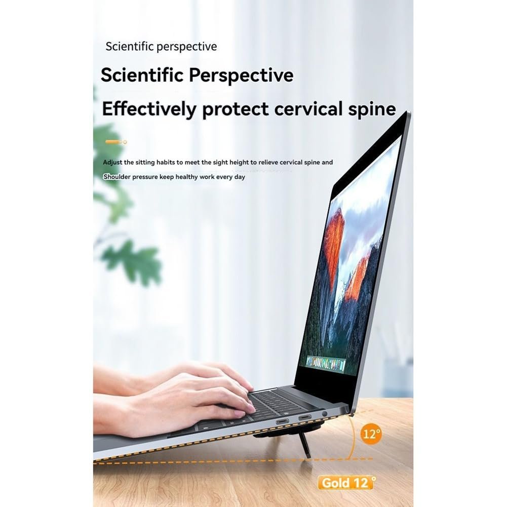 Комплект 2 шт. Портативная подставка для ноутбука, складной держатель, невидимая подставка-подкладка для ноутбука, держатель для ноутбука, ножки, серебристый, фото №3