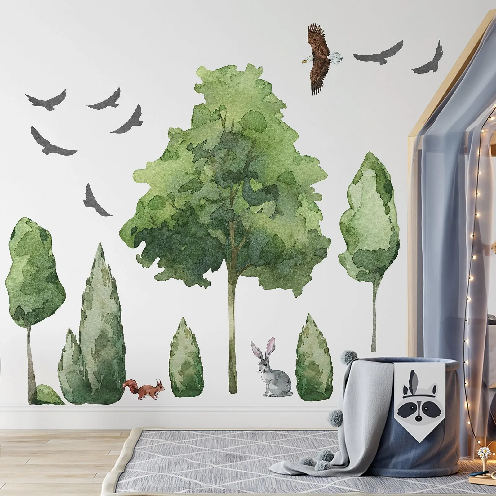 Настінна наклейка Ліс Великі дерева Тварини XXL Матова для дитячої кімнати, фото №4