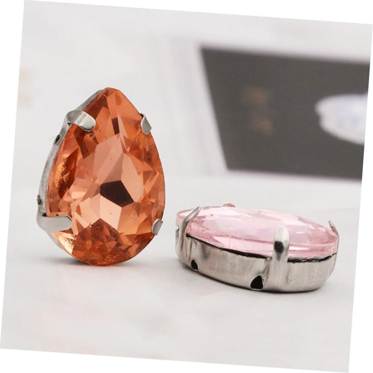 Краплинні Стрази LALAFINA, 150 шт, Скляні з Кігтиками, Пришивні у Формі Краплі для Одягу, фото №2