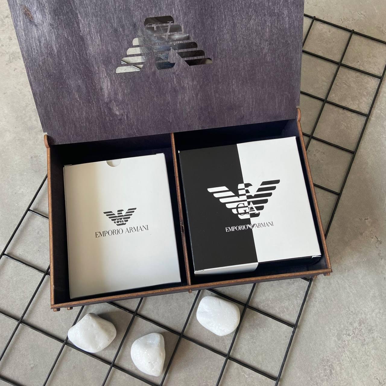 Подарунковий набір брендовий ремінь і гаманець для чоловіка Armani Jeans, фото №4