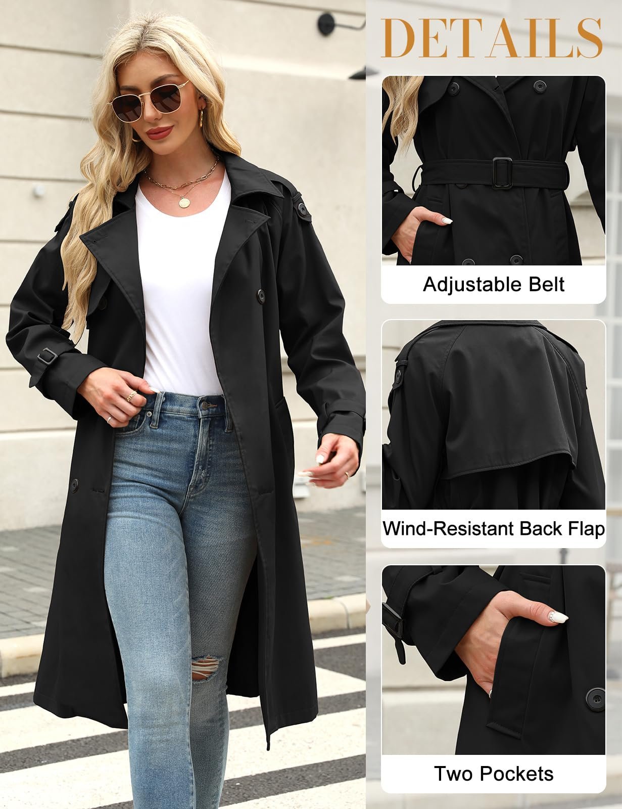 Тренч Tuopuda Классический Двубортный Длинный Женский, фото №4