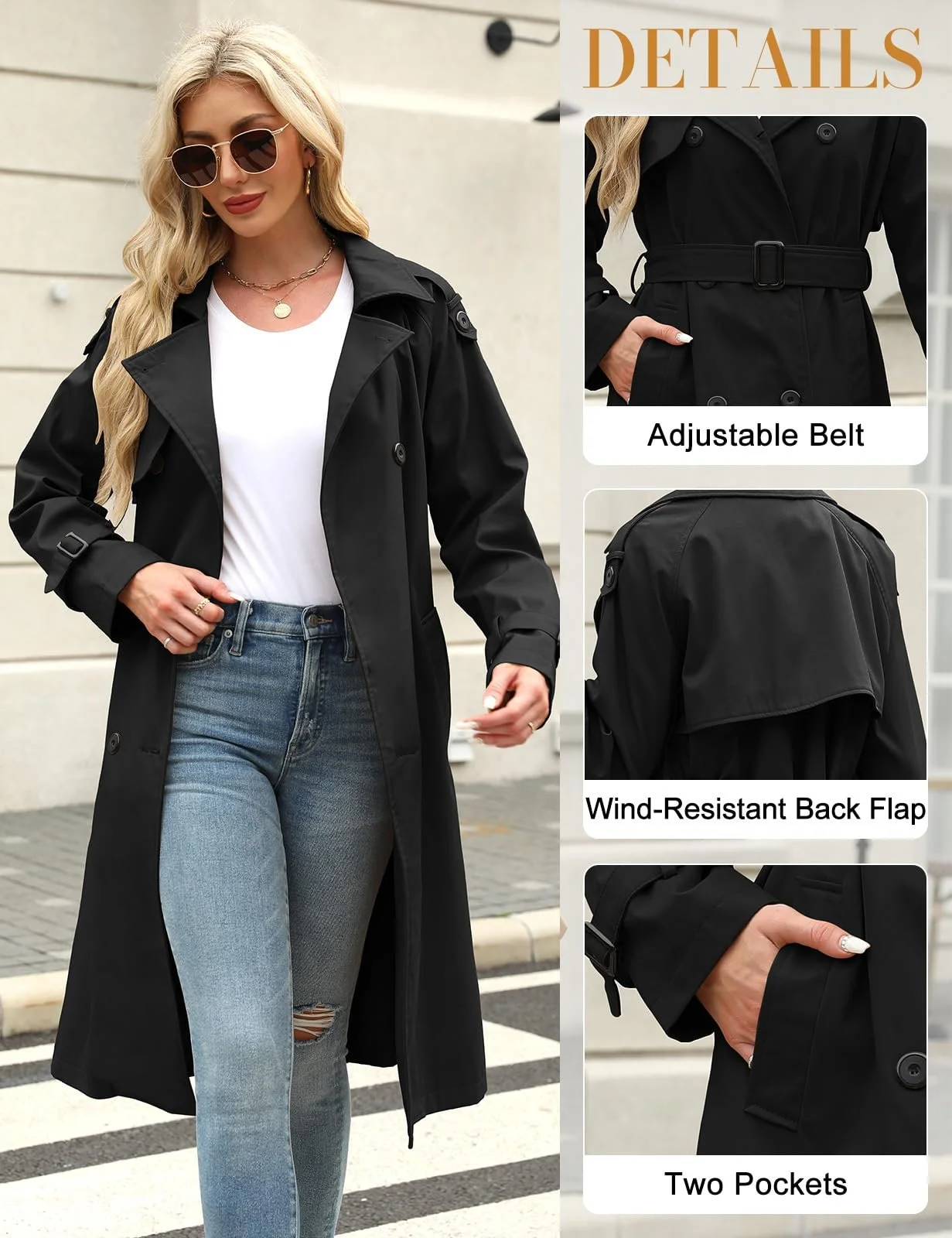 Тренч Tuopuda Класичний Двобортний Довгий Жіночий, фото №4