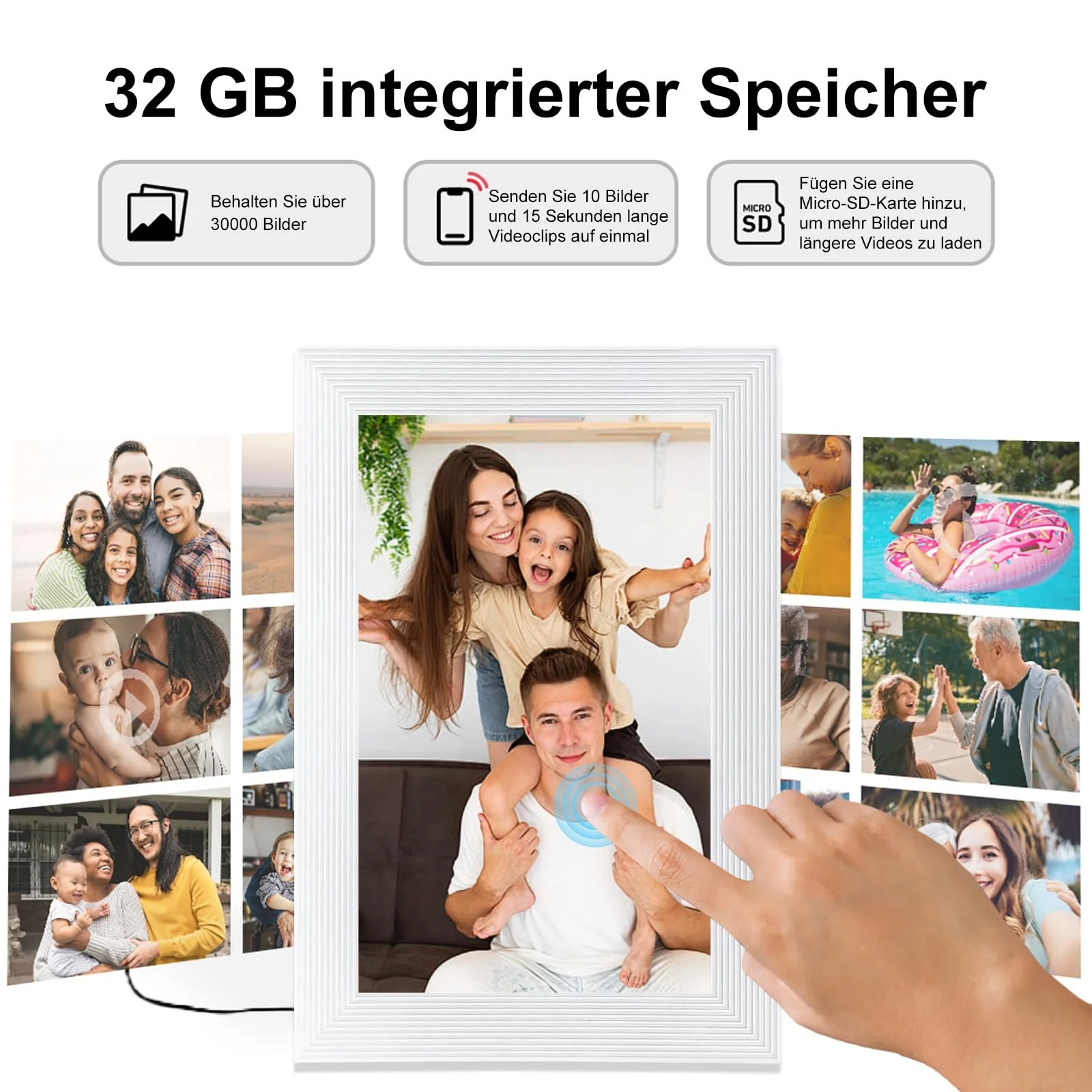 Цифровая фоторамка Frameo 10.1 дюйма IPS WiFi 32 GB White, фото №4