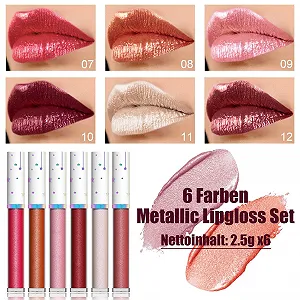 Металлический блеск для губ, матовая жидкая помада с металлическим блеском, блеск для губ стойкий и водостойкий, жидкая помада с высокой пигментацией, мерцающие губы, шелковистая текстура, увлажняющая формула synthetic.ua - Фото 1