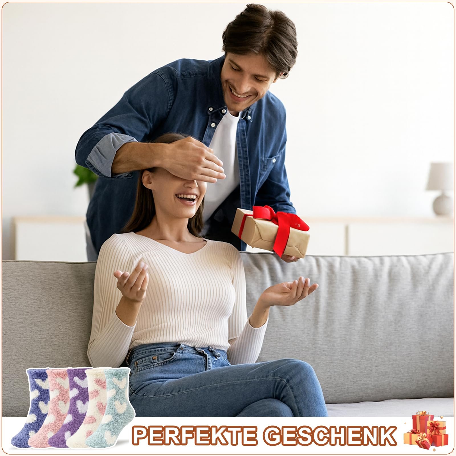 Носки Домашние Женские Мягкие с рисунком сердца, Размер 35-40 - 5 пар, фото №7