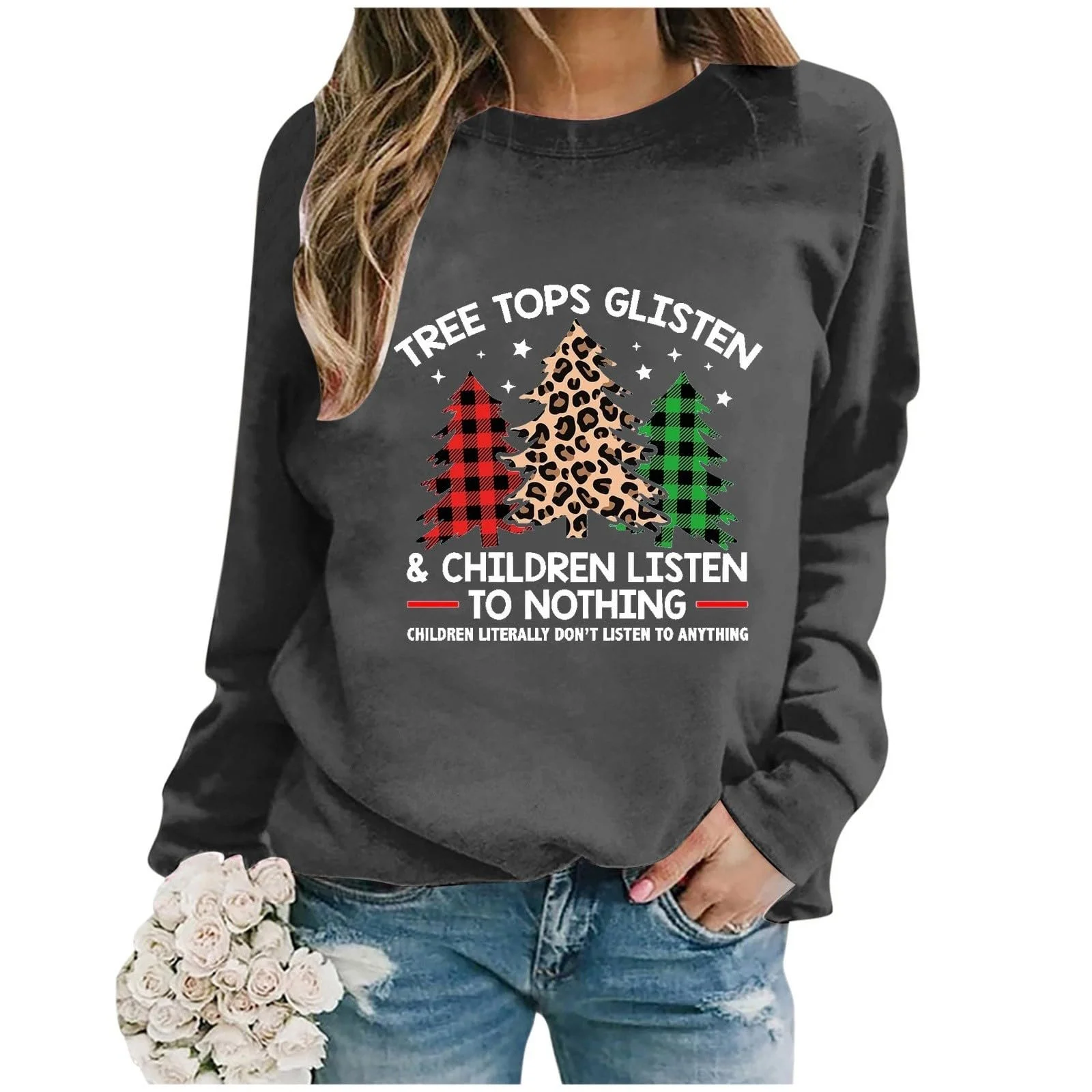 Різдвяний джемпер Жіноча різдвяна довга худі GFPGNDFHG без капюшона, фото №1 Різдвяний джемпер Жіноча різдвяна довга худі GFPGNDFHG без капюшона, фото №1