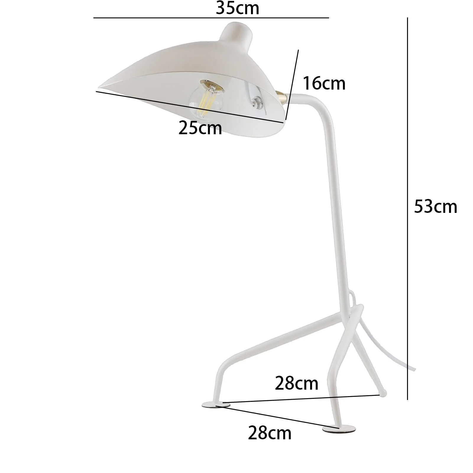 Настільна лампа Alpinaluz Nordica тринога з поворотним плафоном біла E27, фото №7