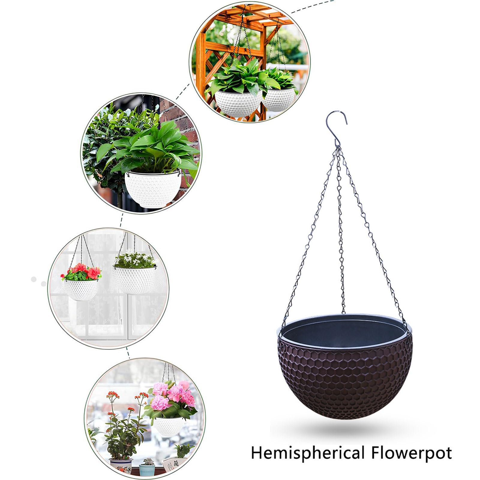 Підвісні горщики для квітів Набір 2 шт. Пластик Коричневий з дренажем, фото №5