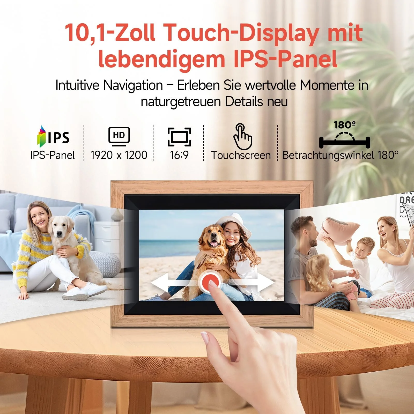 Цифровая фоторамка Rollei Smart Frame WiFi 105 10.1 Inch 32 GB 1920 x 1200 IPS Wood Brown, фото №9