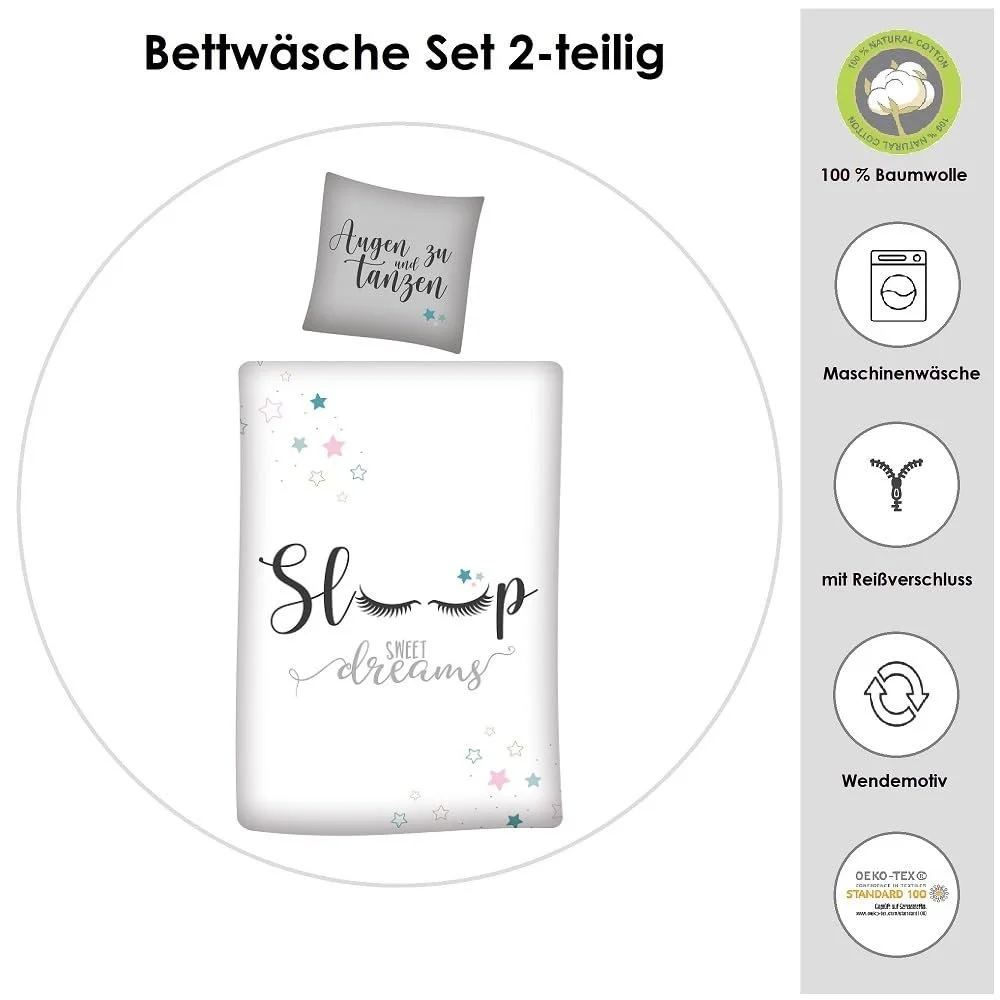 Постільна білизна дитяча Familando Sleepy Eyes 2 предмети Бавовна Сіра 135 х 200 см 80 х 80 см, фото №3