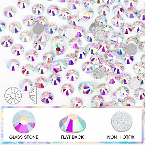 Стрази Novani Crystal, плоскі розсипні камені 288 штук, скляні стрази для одягу, взуття, рукоділля,(SS30, Crystal AB) synthetic.ua - Фото 1