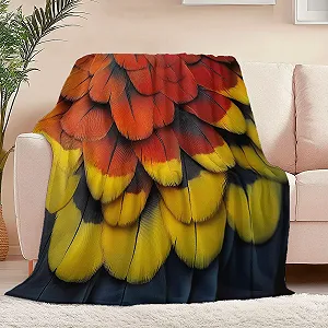 Покривало М'яка та Тепла 3D Modern Vögel Papageienfedern 100 x 130 см Фланель - Фото 1