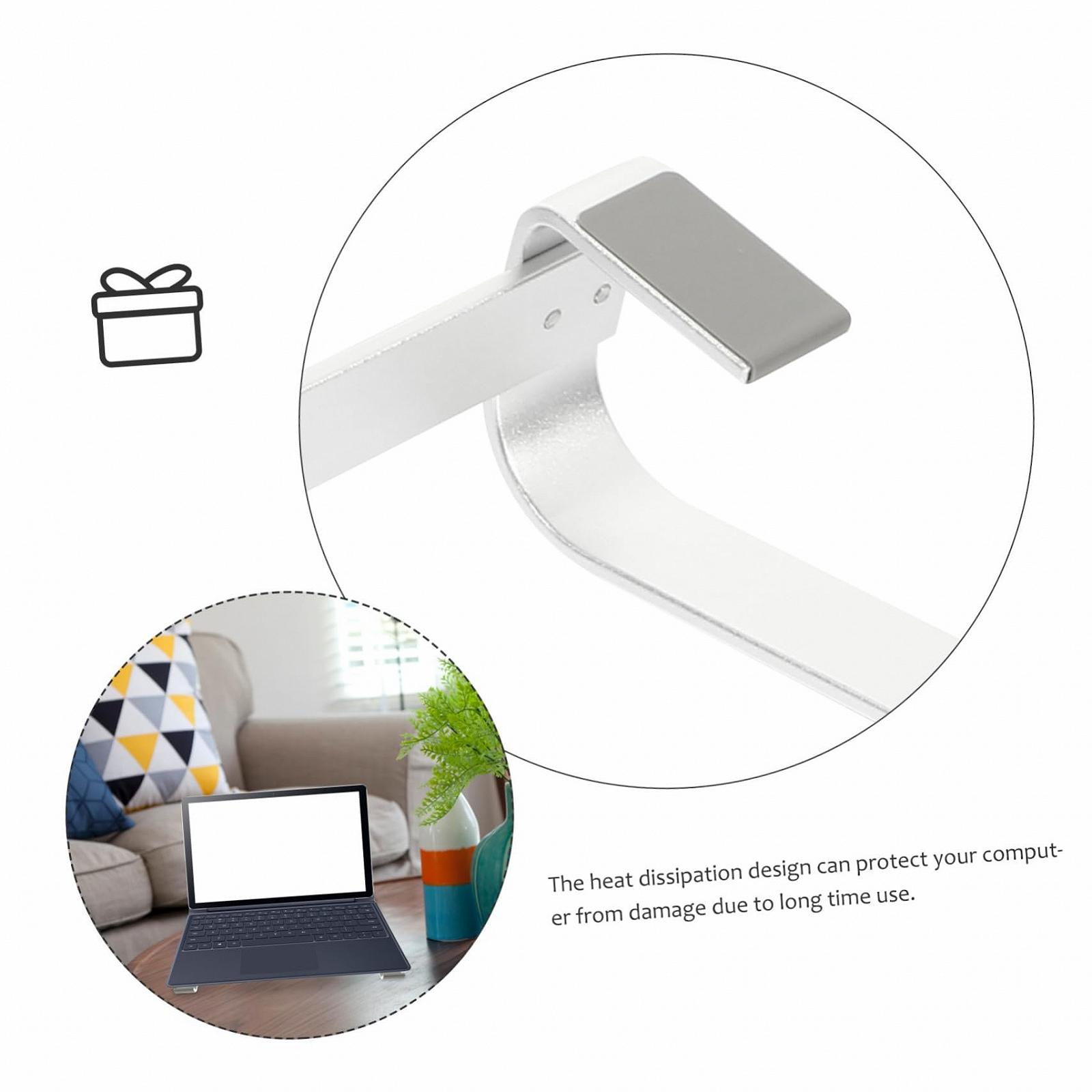 Подставка для ноутбука алюминиевая Настольный держатель Регулируемая по высоте Эргономичная Двойная арочная конструкция Стабильная Подставка для ноутбука Настольная Подставка для ПК Планшет База Портативная Серебряная, фото №4