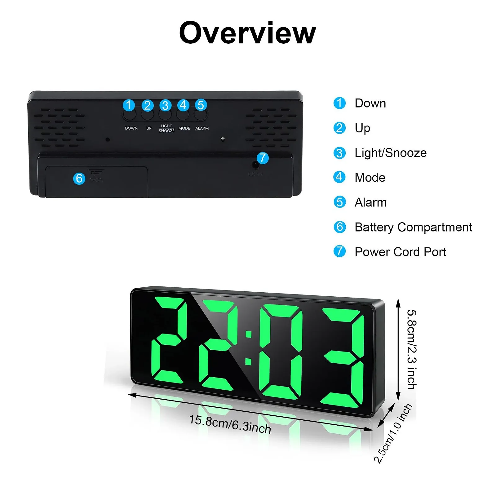 Цифровий годинник-будильник Lafocuse LED з великими цифрами, з повтором сигналу, регульованою яскравістю, фото №7 Цифровий годинник-будильник Lafocuse LED з великими цифрами, з повтором сигналу, регульованою яскравістю, фото №7