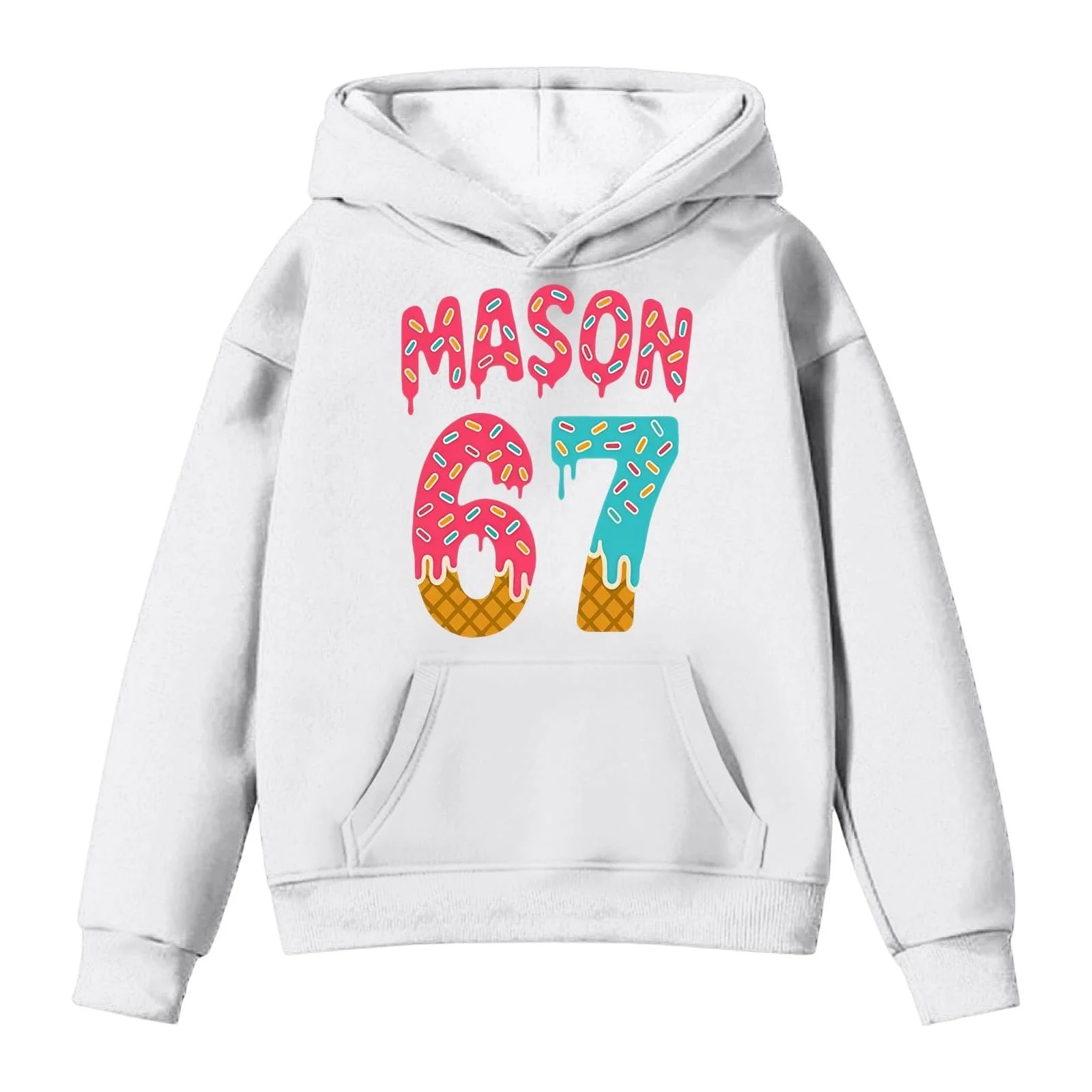 Худі з принтом для хлопчиків 67, м'який зимовий пуловер, фото №5