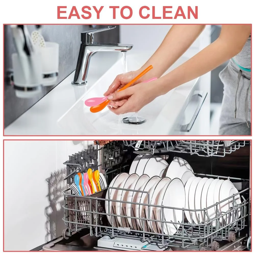 Набір пластикових ложок 12 штук, довгі, 18.7 см, 6 кольорів, фото №5