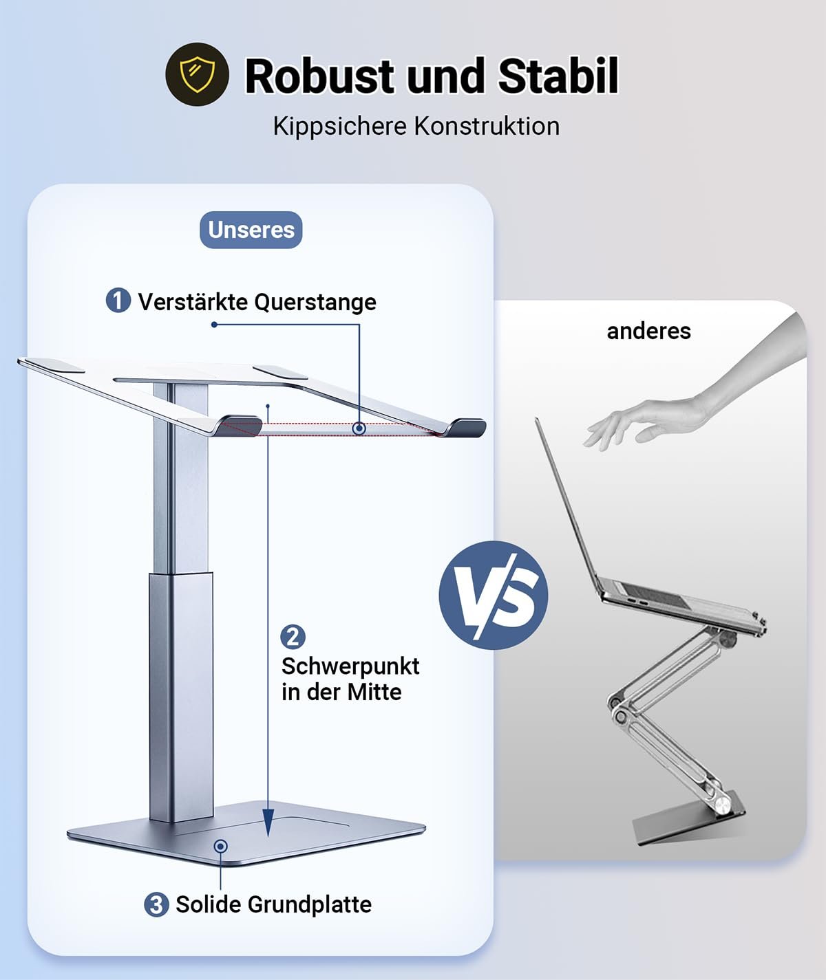 Подставка для ноутбука с регулировкой высоты, подставка для ноутбука для стола, стоя, подставка для DJ-ноутбука, компактная альтернатива стоячему столу, подходит для MacBook и всех ноутбуков 13 - 16,5 дюймов, серебристая, фото №6