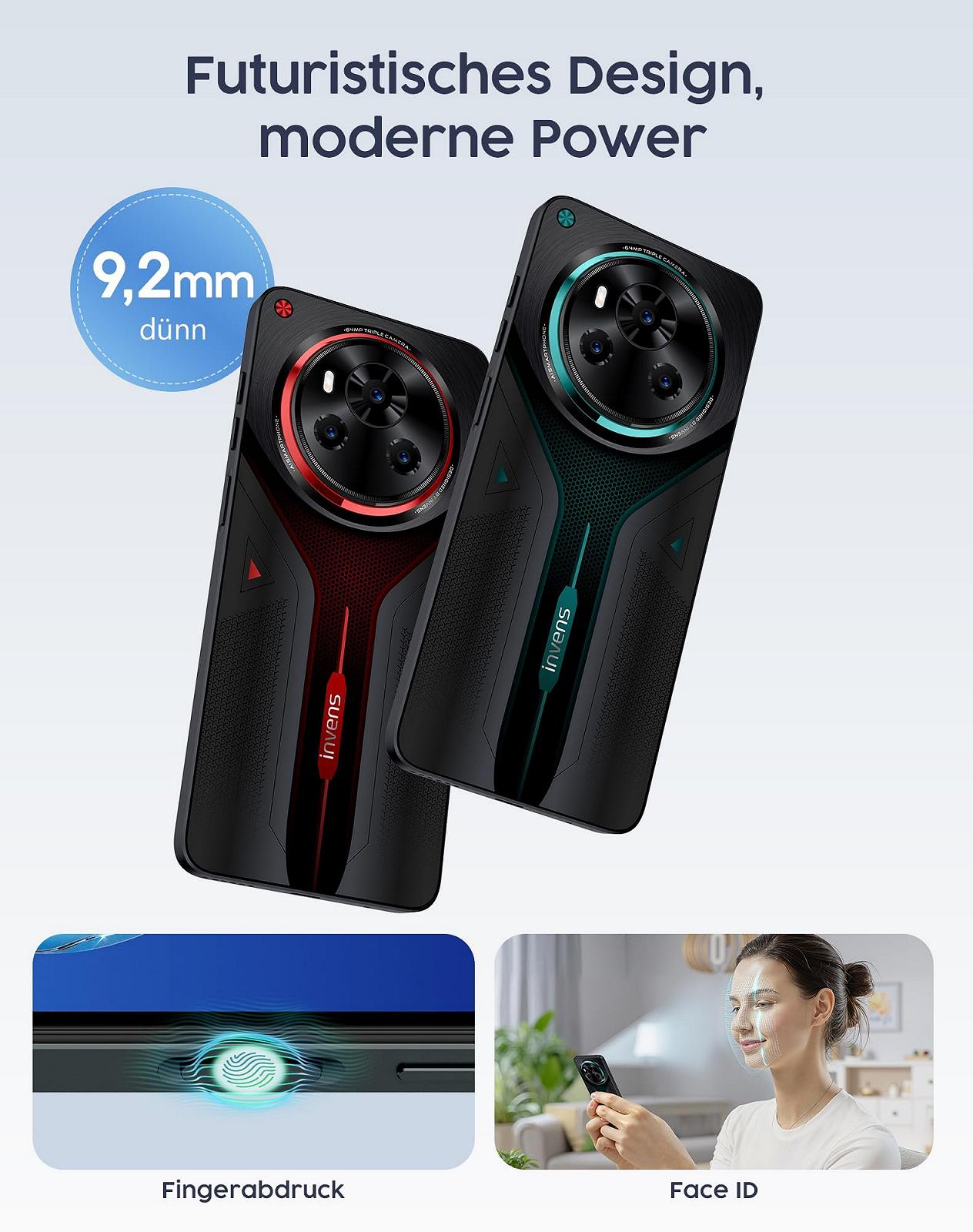 Смартфон invens Ultra 13P 16GB RAM 128GB 4G Dual SIM 6.79" HD+ 5000mAh 64MP+16MP Green, фото №6 Смартфон invens Ultra 13P 16GB RAM 128GB 4G Dual SIM 6.79" HD+ 5000mAh 64MP+16MP Green, фото №6