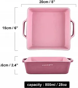 Форма для запекания керамическая квадратная с ручкой Pink Large synthetic.ua - Фото 1