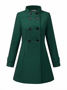 Тренч Allegra K A-силуэта, стойка-воротник, на пуговицах - Фото 1