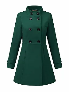 Тренч Allegra K A-силуету, стійка-комір, на ґудзиках - Фото 1