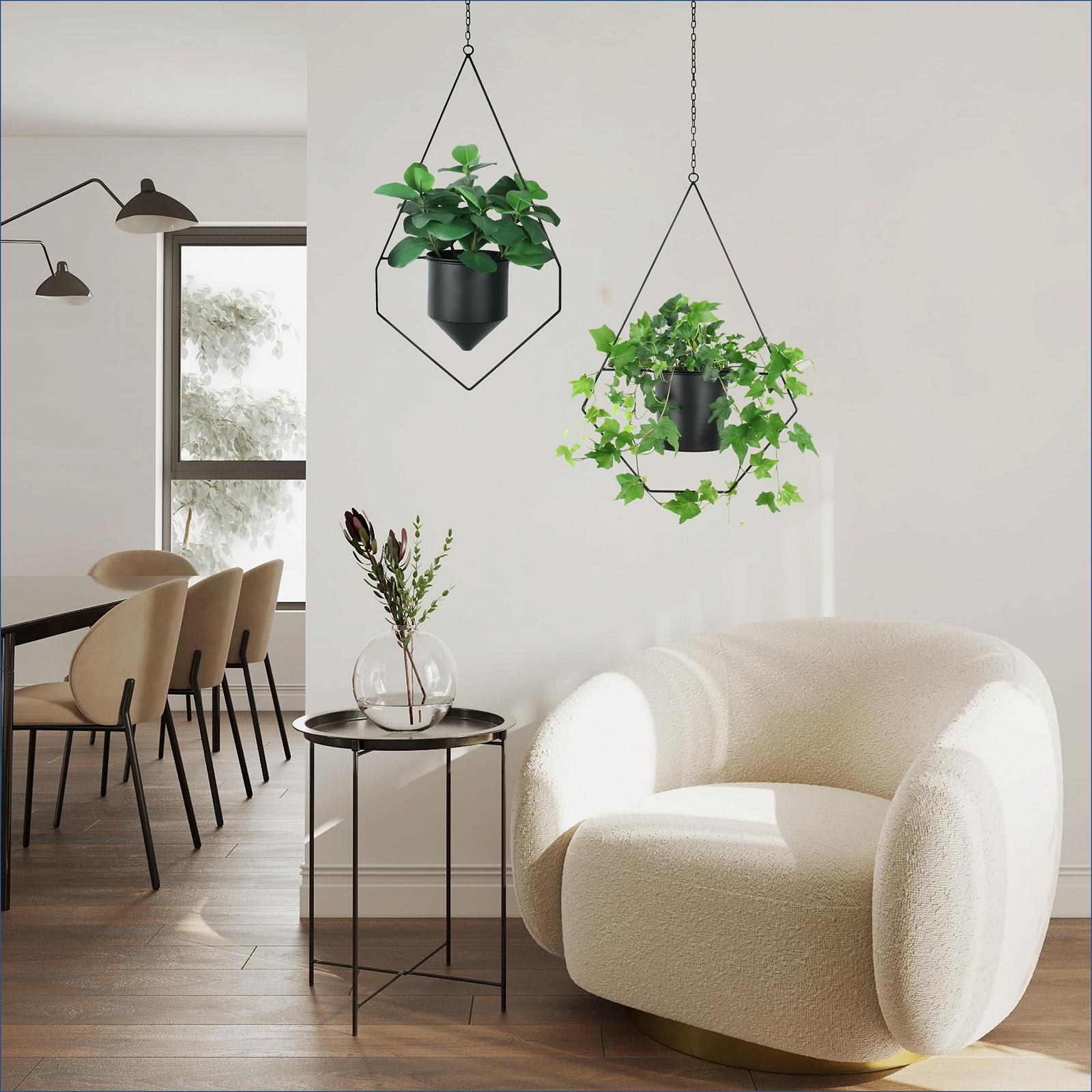 Підвісний вазон alma home Набір з 2 підвісних кошиків Металевий з гачком та подовжувачем ланцюга Чорний, фото №3 Підвісний вазон alma home Набір з 2 підвісних кошиків Металевий з гачком та подовжувачем ланцюга Чорний, фото №3