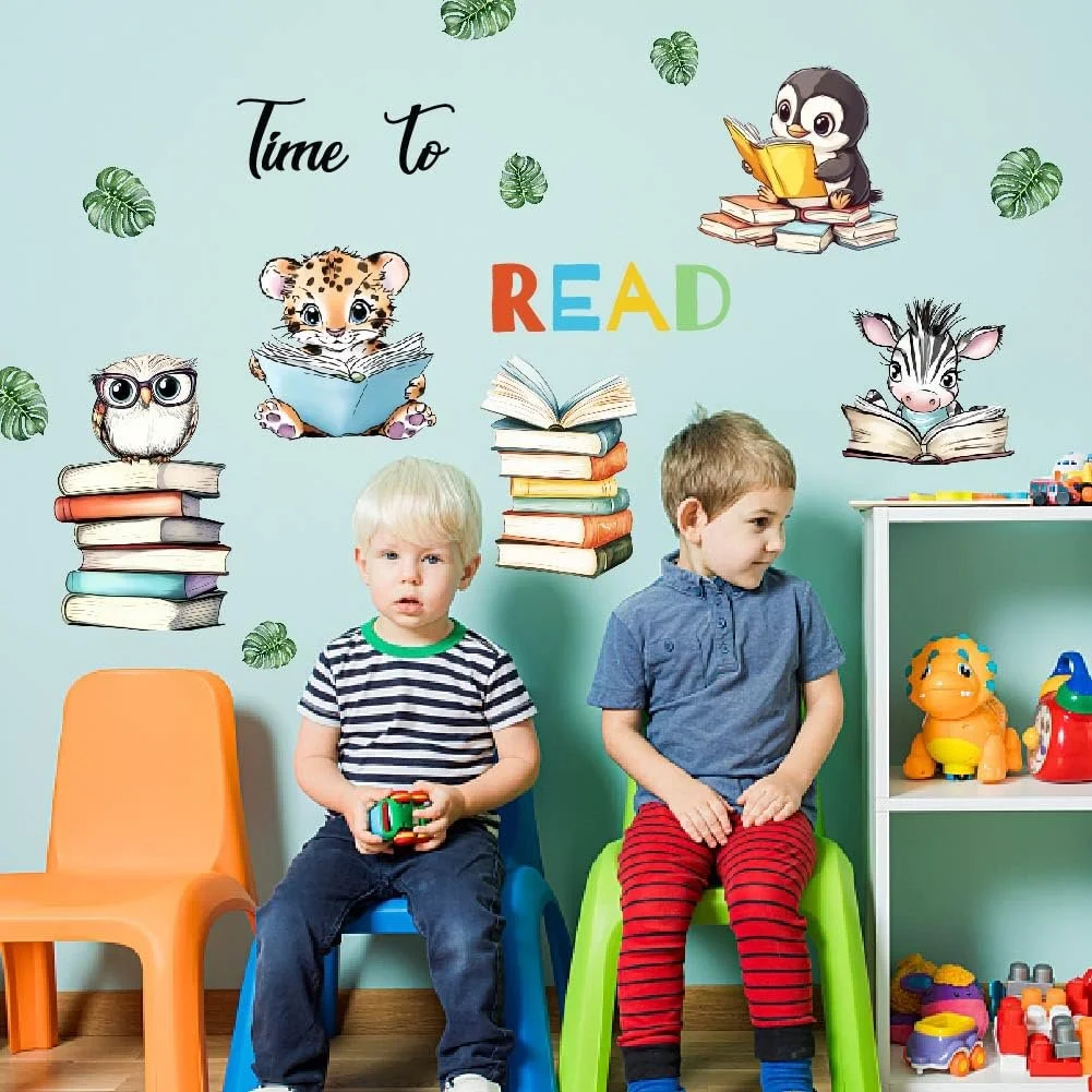 Наклейка на стіну SUPERDANT Time to Read Тварини з книгами Вінілова, фото №4