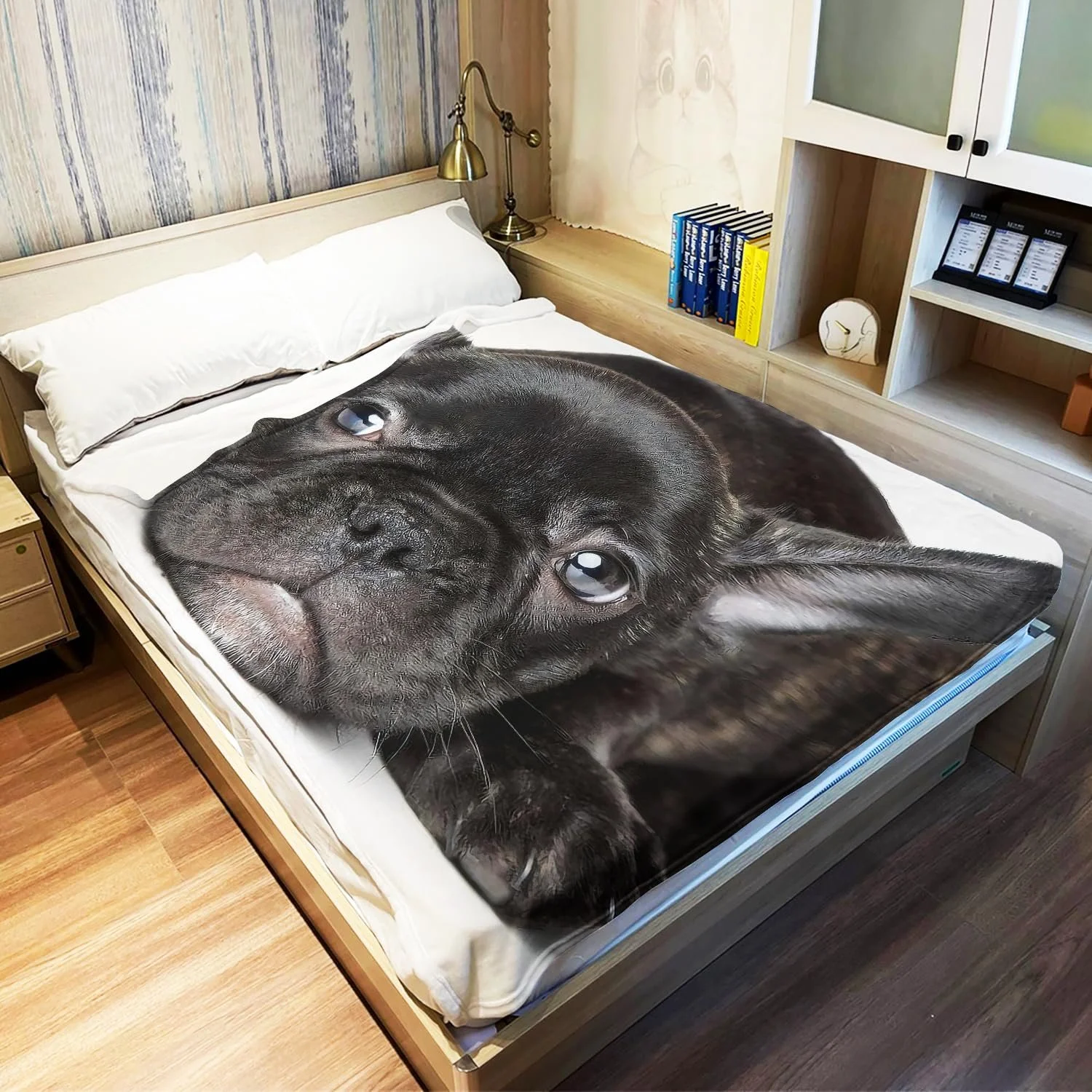 Одеяло YISUMEI 125 x 200 см Мягкое Фланелевое Одеяло на Кровать Черный Французский Бульдог, фото №3 Одеяло YISUMEI 125 x 200 см Мягкое Фланелевое Одеяло на Кровать Черный Французский Бульдог, фото №3