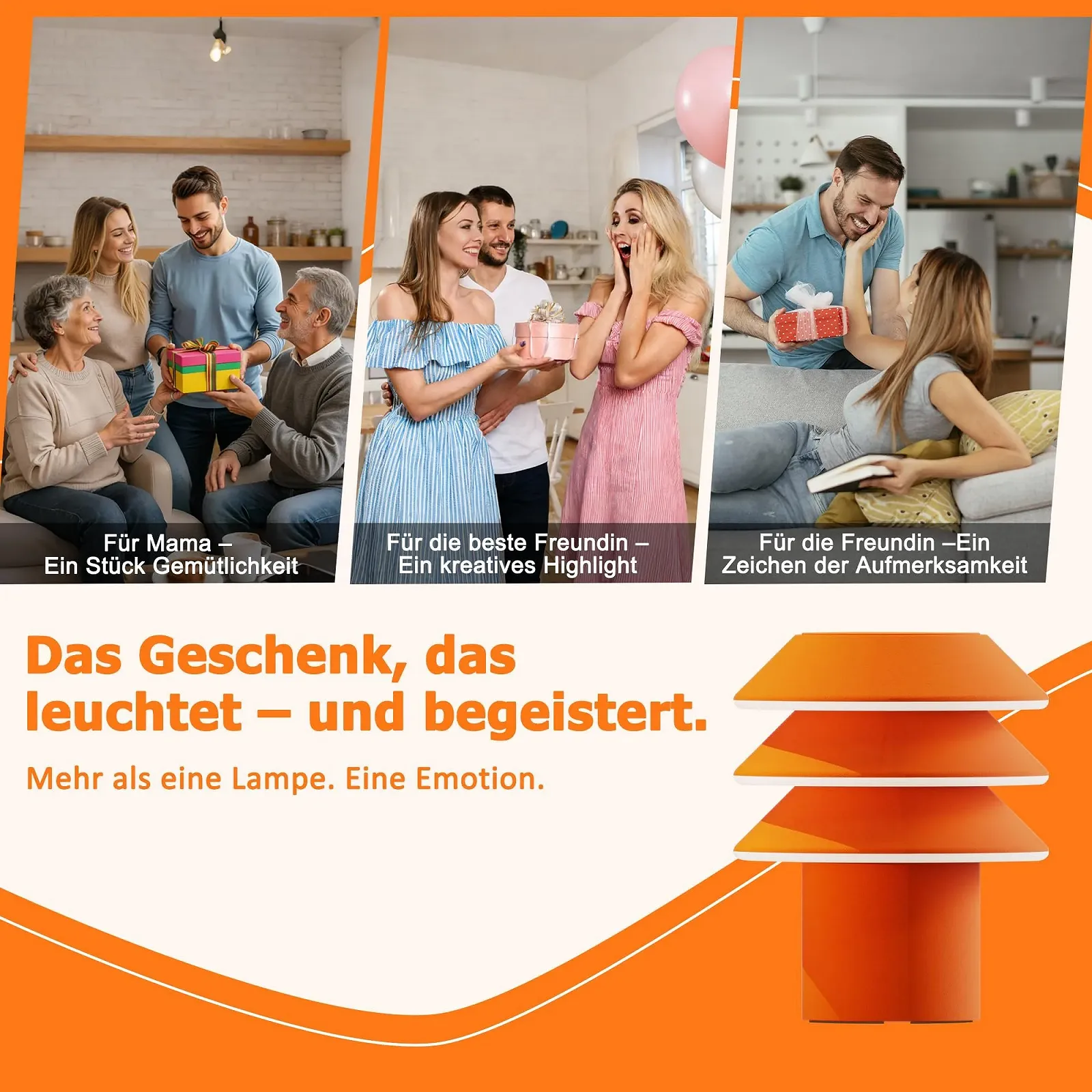 Настільна лампа Modular 3-в-1 DIY 3000 K 1800 мАг Помаранчева, фото №7