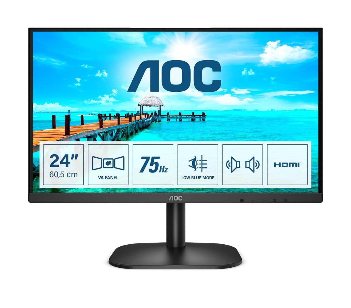 Монитор AOC 24B2XDAM 24 дюйма FHD (1920 x 1080, 75 Гц, VGA, DVI, HDMI) черный, фото №1