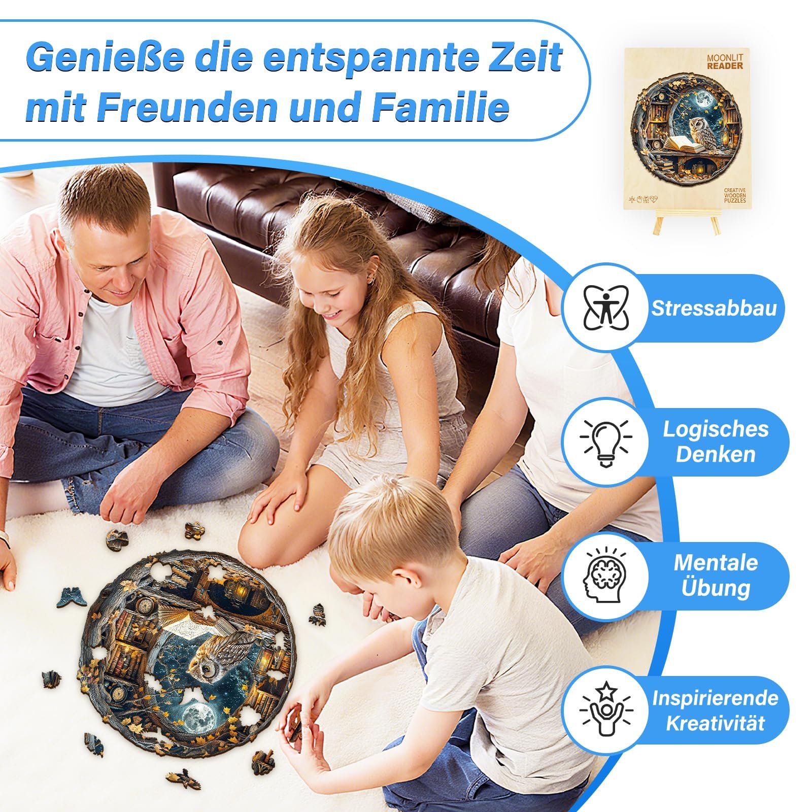 Пазл WOODBESTS Moonlight Owl 270 элементов деревянный уникальной формы 34 x 34 см, фото №6