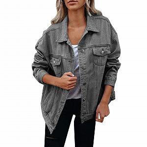 Джинсова куртка Generisch Authentics Oversize, жіноча, з довгими рукавами, коротка, з кишенями synthetic.ua - Фото 1