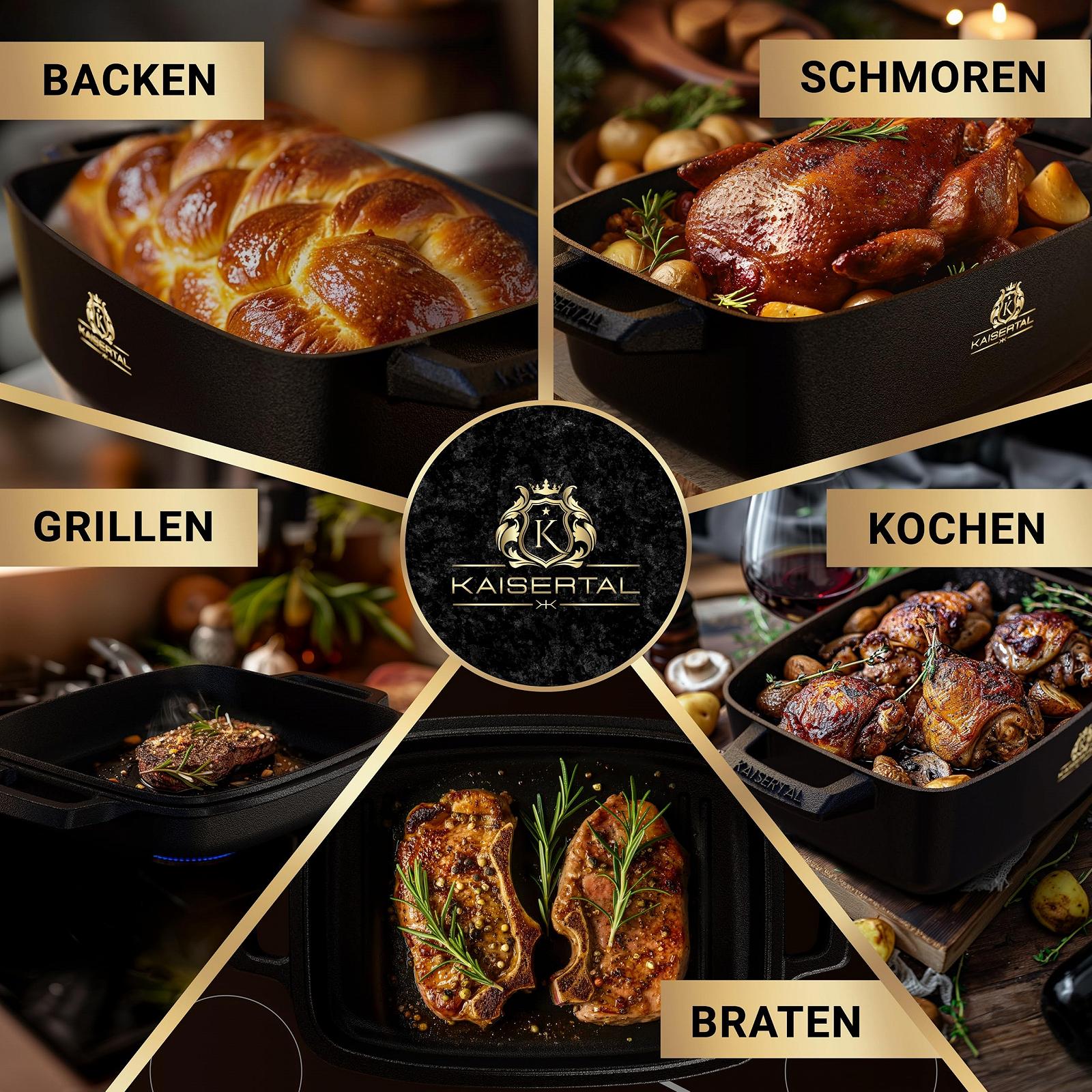 Казан KAISERTAL 32 см XL Чугунная Жаровня с Крышкой, 8.6 кг, фото №5