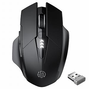 Миша Бездротова Inphic Pro 2.4G 1600DPI USB з індикатором рівня заряду батареї, 6 кнопок, USB-приймач, Чорна - Фото 1