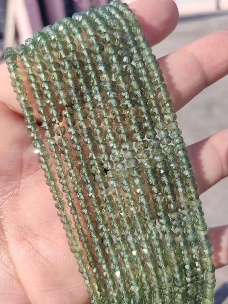 Бусины Апатит круглые граненые 3-3.5 мм, нить длиной 33 см, драгоценные камни для ожерелья, браслета, фото №4