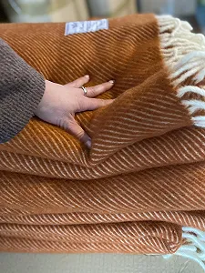 Одеяло Шерсть мериноса / Мягкое одеяло 100% Распродажа Шерсть мериноса - Овечья шерсть Шерсть мериноса Одеяло 160 x 200 см (Красно-оранжевый) - Фото 1