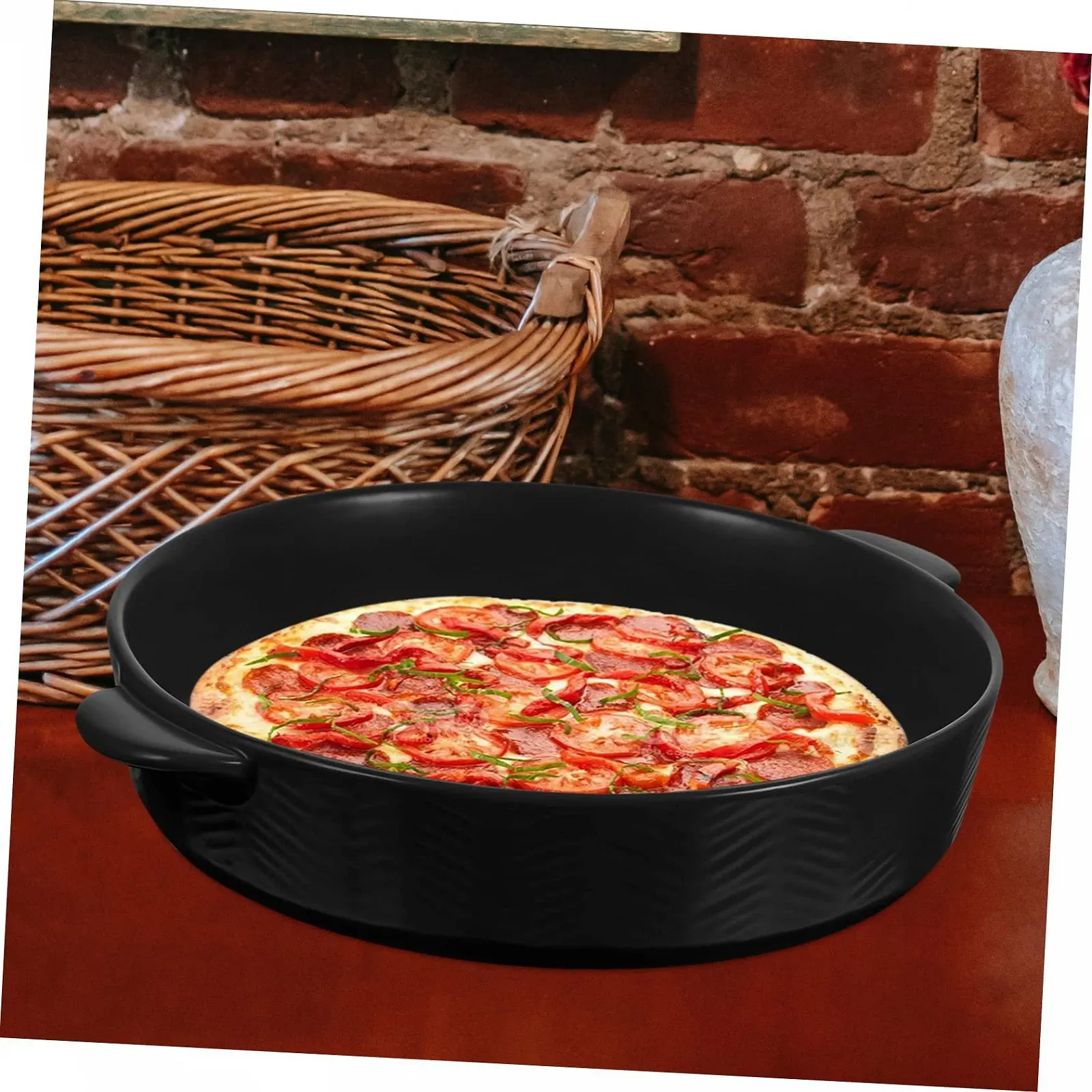 Форма для запекания Ciieeo Круглая Керамическая С двумя ручками Антипригарная Термостойкая, фото №8