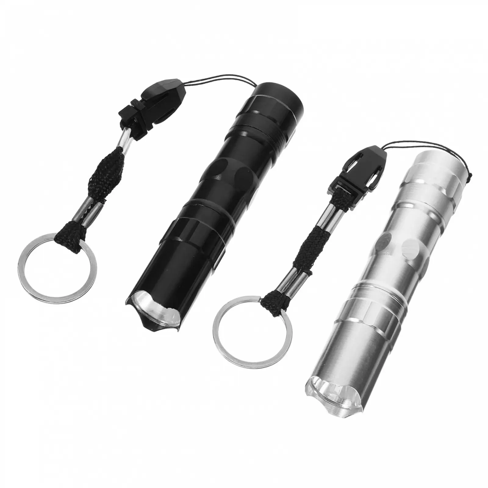 Міні Ліхтарик Водонепроникний Портативний Ударостійкий Алюмінієвий Сплав Аварійне Освітлення Брелок для вулиці Срібний/Чорний, фото №1