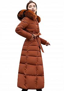 Пуховик Yming Макси с капюшоном из искусственного меха, длинная synthetic.ua - Фото 1