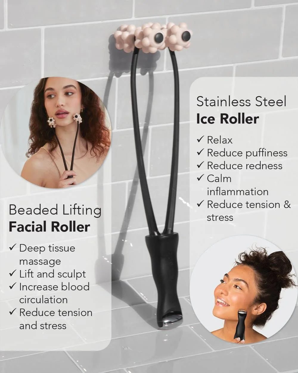 Ролер для ліфтингу обличчя Kitsch 2-в-1 Масажер для очей та обличчя, фото №3