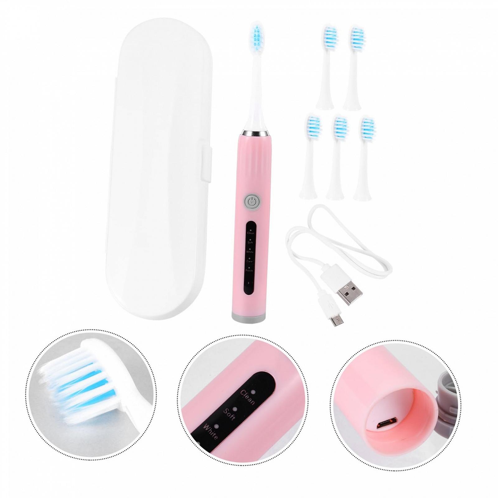 Електрична зубна щітка VALICLUD 1 Satz з USB, режимами чищення та насадками звукова ергономічна, фото №6