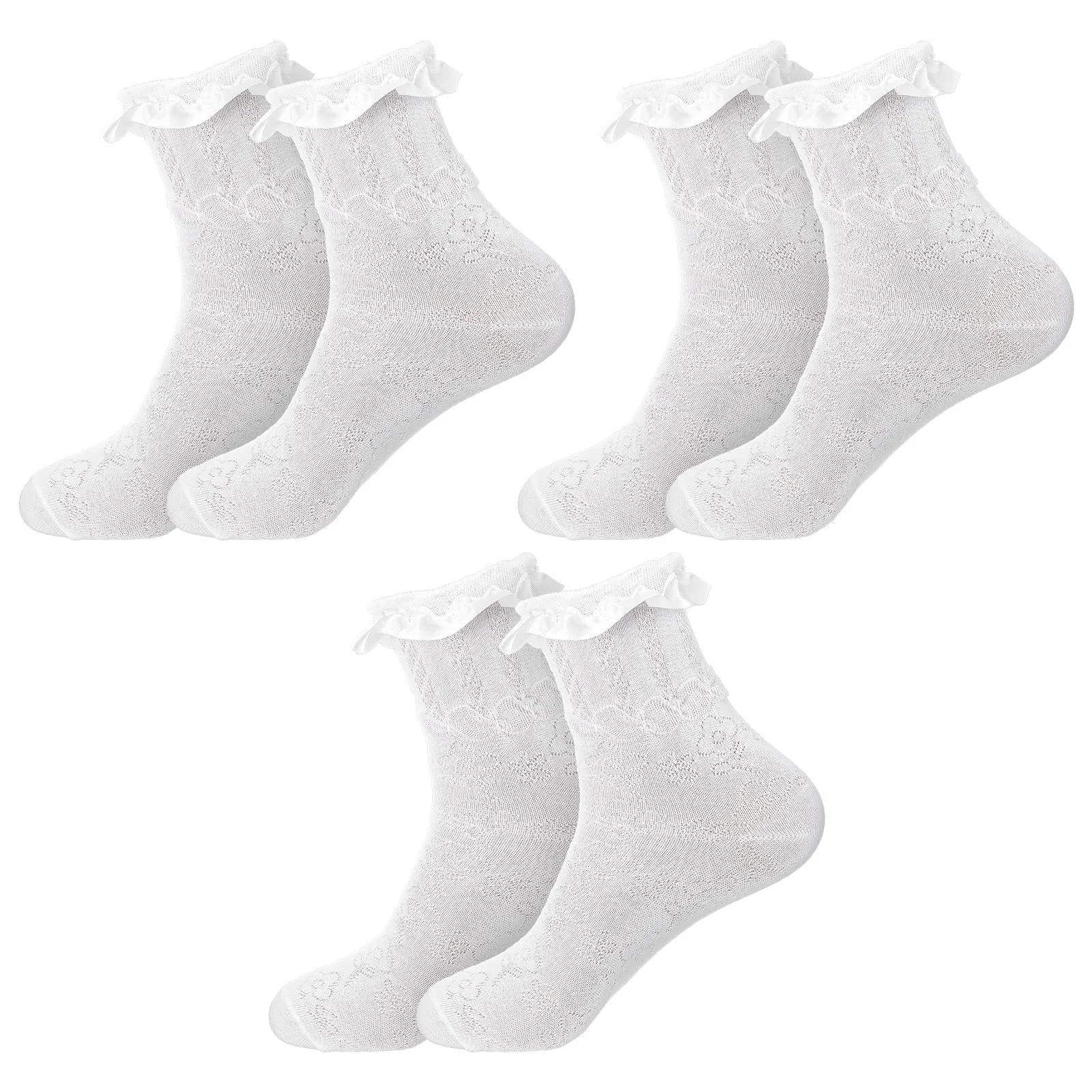 Шкарпетки з оборками Lacs, білі, 3 пари, фото №1 Шкарпетки з оборками Lacs, білі, 3 пари, фото №1