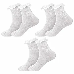 Шкарпетки з оборками Lacs, білі, 3 пари - Фото 1