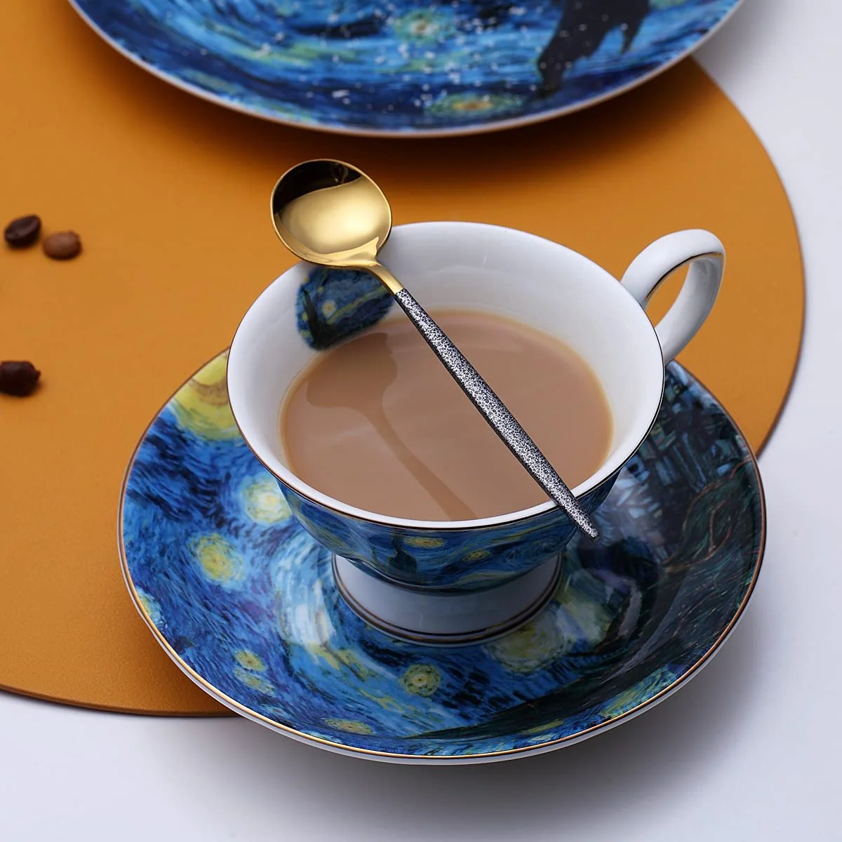 Ложки для кави Berglander Goldmund Чорна ручка з молотковим візерунком Набір з 6 штук з нержавіючої сталі, фото №6