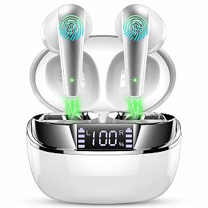 Беспроводные наушники Drsaec Bluetooth 5.3 In-Ear с 4 микрофонами, 42 часа, шумоподавление ENC, IP7, USB-C белые и серебристые - Фото 1