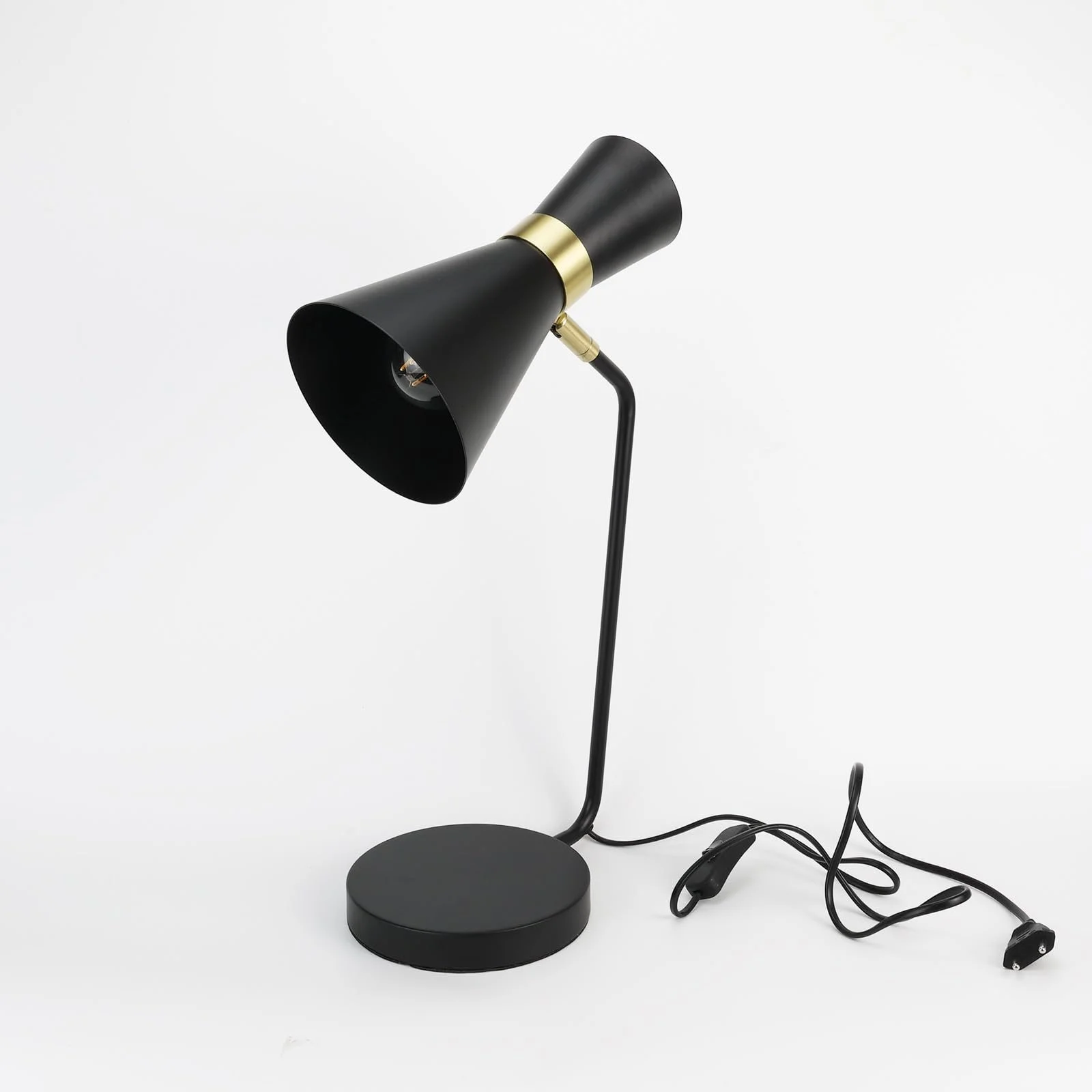 Настільна лампа Alpinaluz Modern Nordic Металева з поворотним плафоном E27 Чорна із золотом, фото №9