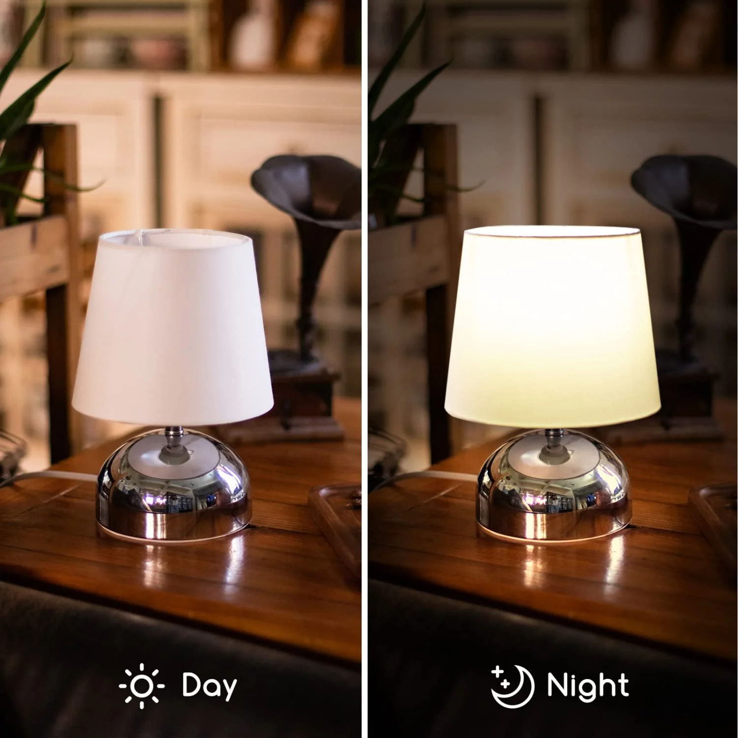 Настільна лампа Aigostar Металева основа Білий тканинний абажур E14, фото №8