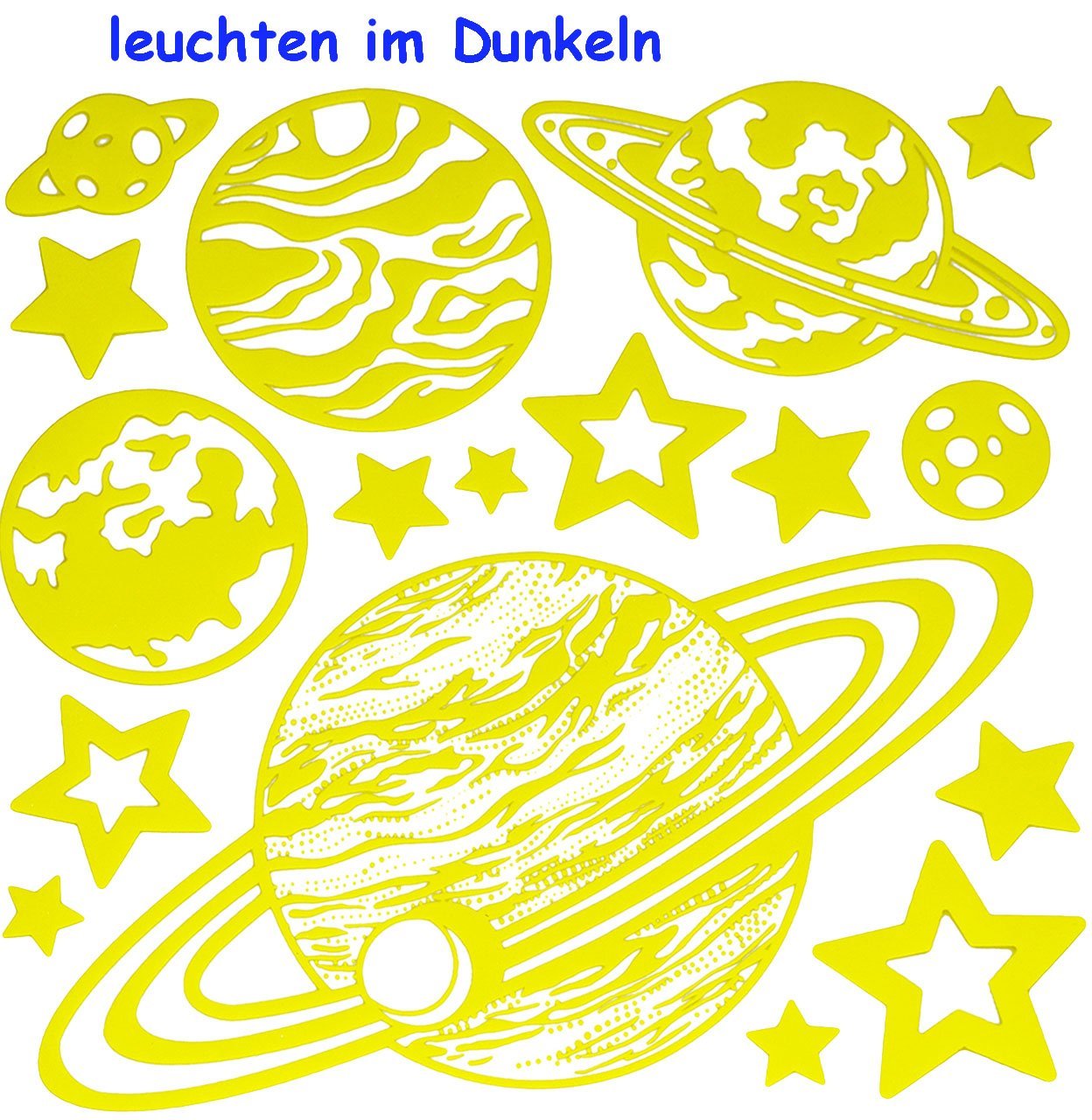 Наклейки на стіну та вікно Планети та зірки що світяться в темряві 17 шт. XL, фото №2