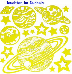 Наклейки на стіну та вікно Планети та зірки що світяться в темряві 17 шт. XL synthetic.ua - Фото 1